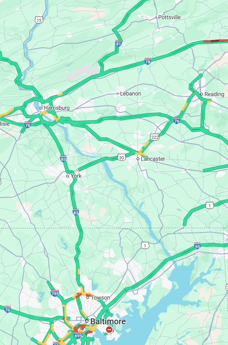 map of Lancaster and York County PA